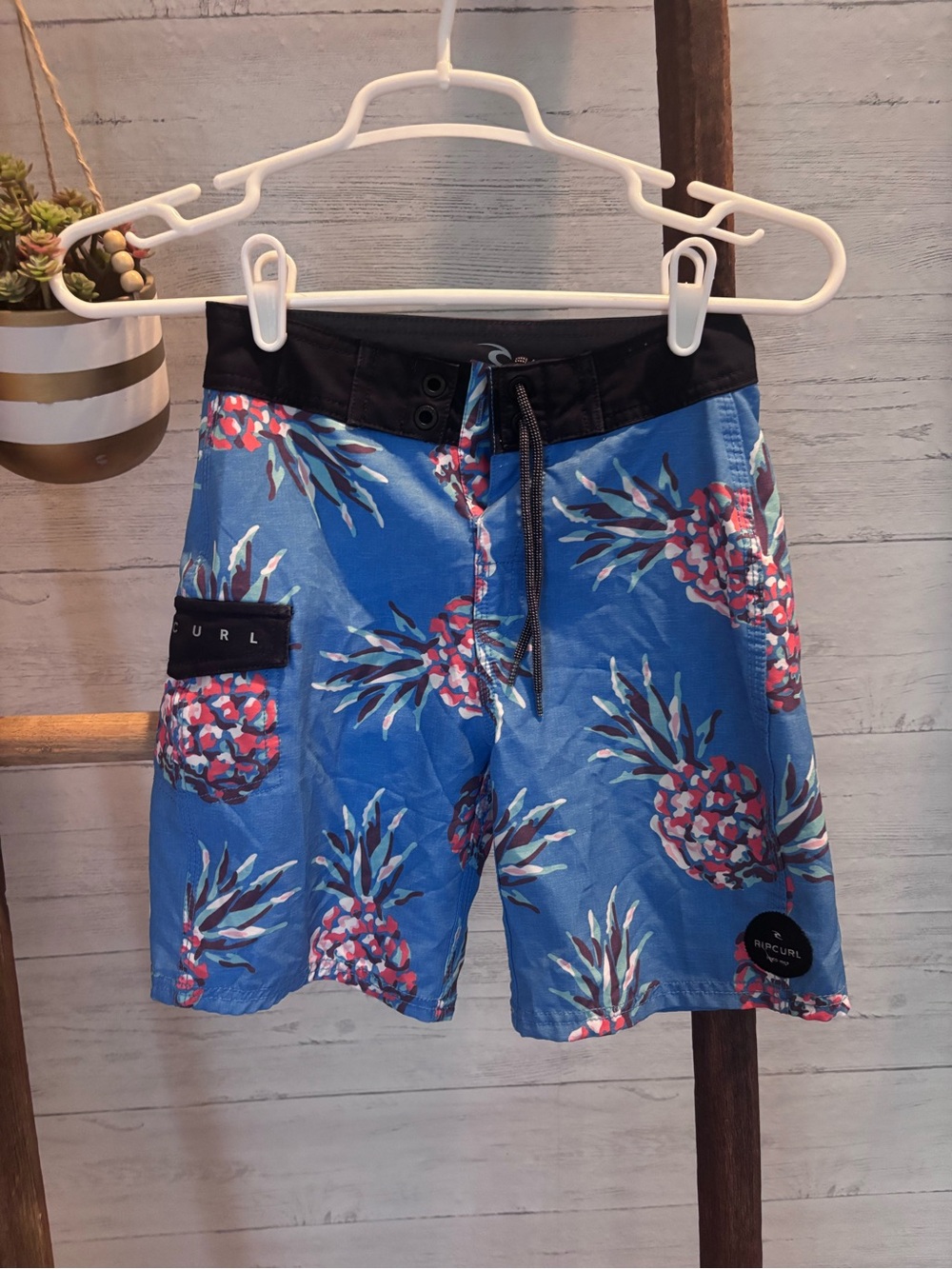 Rip Curl Blue Pineapple-Print Kids Swim Trunks